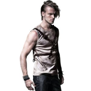 magasin en ligne france PUNK RAVE T-Shirt Steampunk ‘Lazarus’ Beige 16