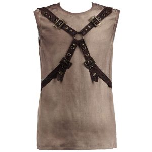 magasin en ligne france PUNK RAVE T-Shirt Steampunk ‘Lazarus’ Beige 18