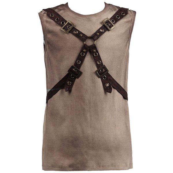magasin en ligne france PUNK RAVE T-Shirt Steampunk ‘Lazarus’ Beige 6