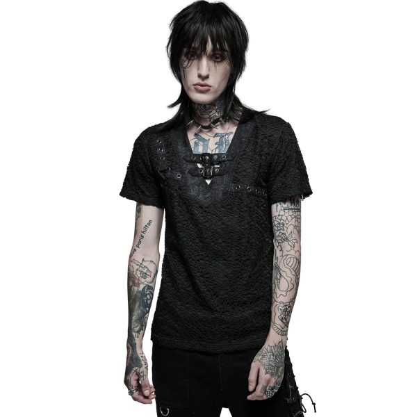 magasin pas cher PUNK RAVE T-Shirt ‘Stylish Mesh’ Noir 3