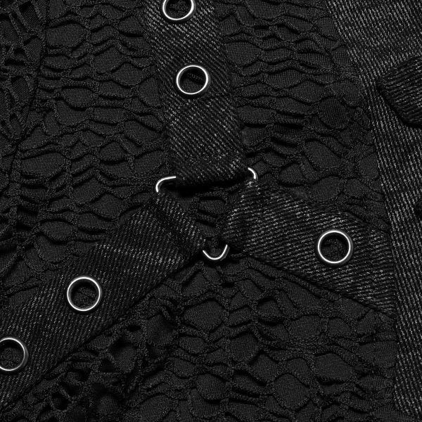 magasin pas cher PUNK RAVE T-Shirt ‘Stylish Mesh’ Noir 13