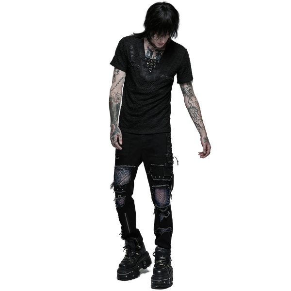 magasin pas cher PUNK RAVE T-Shirt ‘Stylish Mesh’ Noir 5