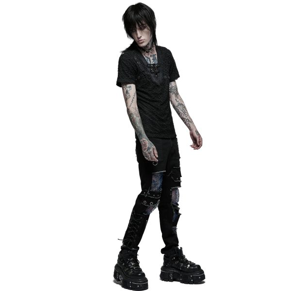 magasin pas cher PUNK RAVE T-Shirt ‘Stylish Mesh’ Noir 7