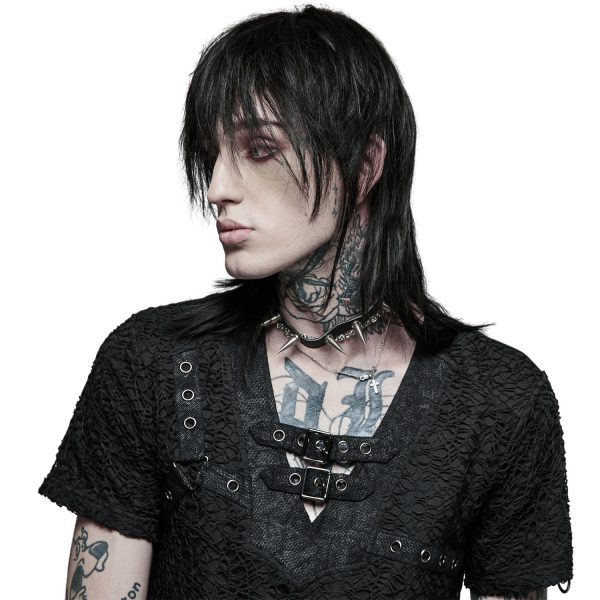 magasin pas cher PUNK RAVE T-Shirt ‘Stylish Mesh’ Noir 8