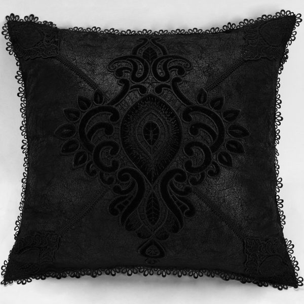 Meilleur Prix PUNK RAVE Taie D’Oreiller Décorative ‘Gothic Cozy’ Noire 1