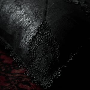 Meilleur Prix PUNK RAVE Taie D’Oreiller Décorative ‘Gothic Cozy’ Noire 27