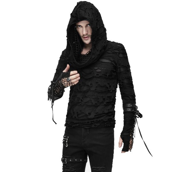 DEVIL FASHION Top à Capuche ‘Gothic Damage’ Noir Vente 3