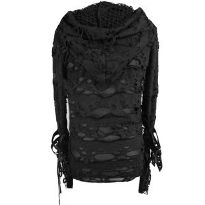 DEVIL FASHION Top à Capuche ‘Gothic Damage’ Noir Vente 37