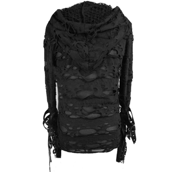 DEVIL FASHION Top à Capuche ‘Gothic Damage’ Noir Vente 12