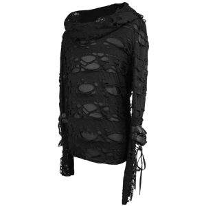 DEVIL FASHION Top à Capuche ‘Gothic Damage’ Noir Vente 39