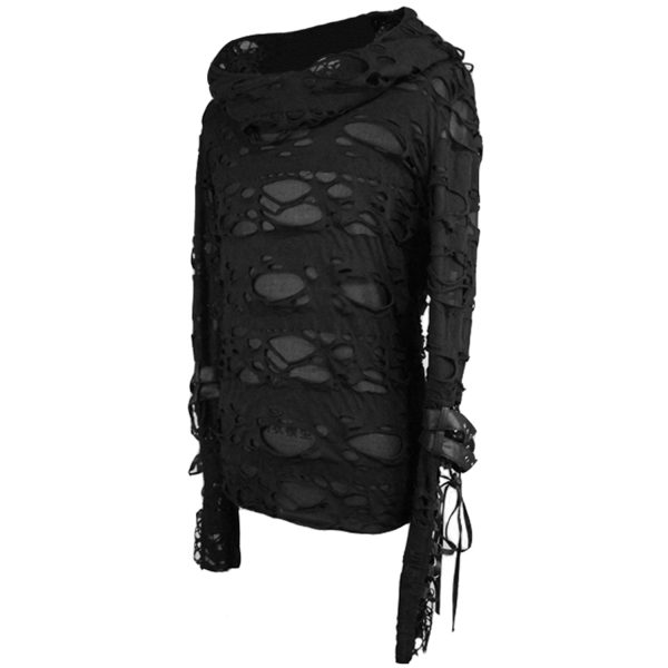 DEVIL FASHION Top à Capuche ‘Gothic Damage’ Noir Vente 13