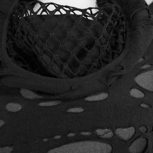DEVIL FASHION Top à Capuche ‘Gothic Damage’ Noir Vente 16