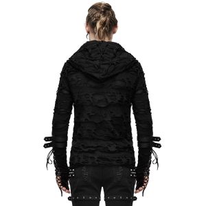 DEVIL FASHION Top à Capuche ‘Gothic Damage’ Noir Vente 21