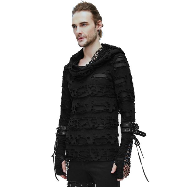 DEVIL FASHION Top à Capuche ‘Gothic Damage’ Noir Vente 5