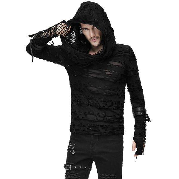 DEVIL FASHION Top à Capuche ‘Gothic Damage’ Noir Vente 7