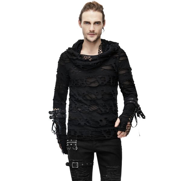 DEVIL FASHION Top à Capuche ‘Gothic Damage’ Noir Vente 8