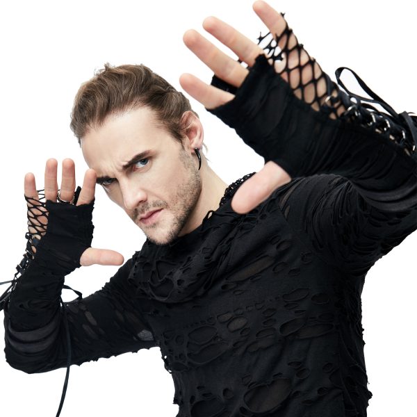 DEVIL FASHION Top à Capuche ‘Gothic Damage’ Noir Vente 9