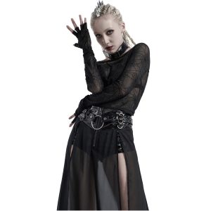 PUNK RAVE Top à Manches Longues ‘Araneidae’ Noir marque moins cher 34