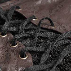 aux meilleurs prix PUNK RAVE Top à Manches Longues ‘Cassiopeia’ Marron Et Noir 25