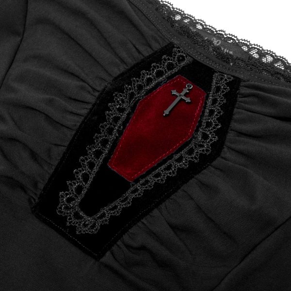 PUNK RAVE Top à Manches Longues ‘Coffin’ Noir haute qualité 10