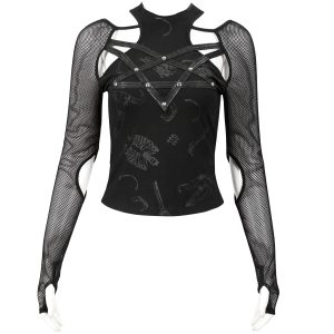 DEVIL FASHION Top à Manches Longues ‘Draven’ Noir livraison la plus rapide 42