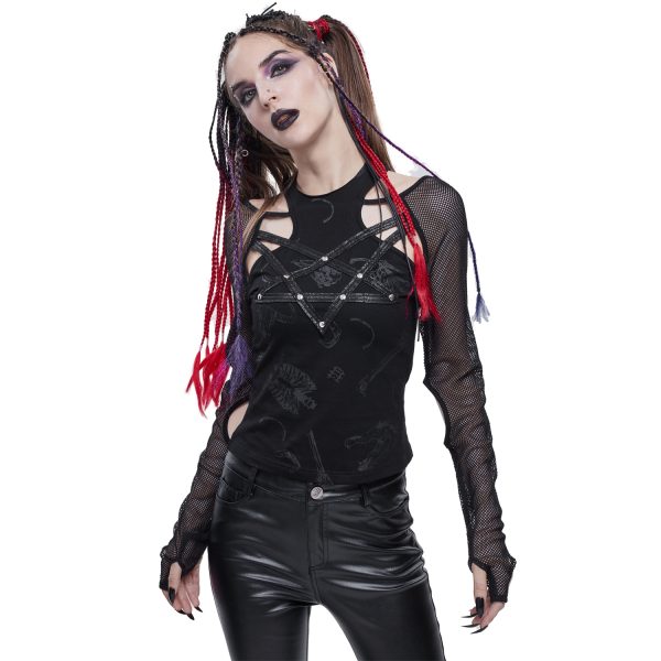 DEVIL FASHION Top à Manches Longues ‘Draven’ Noir livraison la plus rapide 6