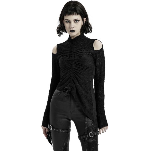 PUNK RAVE Top à Manches Longues ‘Isolde’ Noir grande qualité 3