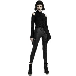 PUNK RAVE Top à Manches Longues ‘Isolde’ Noir grande qualité 44