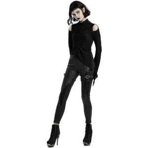 PUNK RAVE Top à Manches Longues ‘Isolde’ Noir grande qualité 46