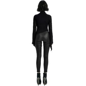 PUNK RAVE Top à Manches Longues ‘Isolde’ Noir grande qualité 48