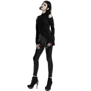 PUNK RAVE Top à Manches Longues ‘Isolde’ Noir grande qualité 54