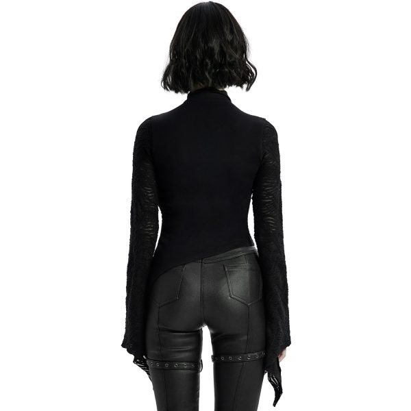 PUNK RAVE Top à Manches Longues ‘Isolde’ Noir grande qualité 4
