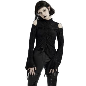 PUNK RAVE Top à Manches Longues ‘Isolde’ Noir grande qualité 30