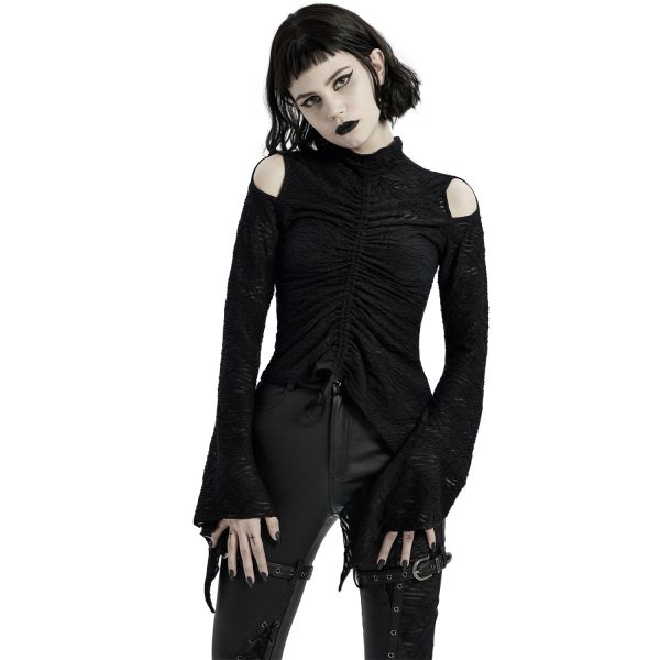 PUNK RAVE Top à Manches Longues ‘Isolde’ Noir grande qualité 6