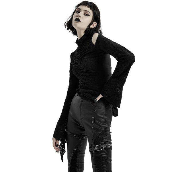 PUNK RAVE Top à Manches Longues ‘Isolde’ Noir grande qualité 7