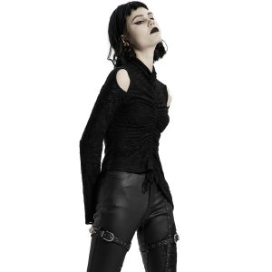 PUNK RAVE Top à Manches Longues ‘Isolde’ Noir grande qualité 34