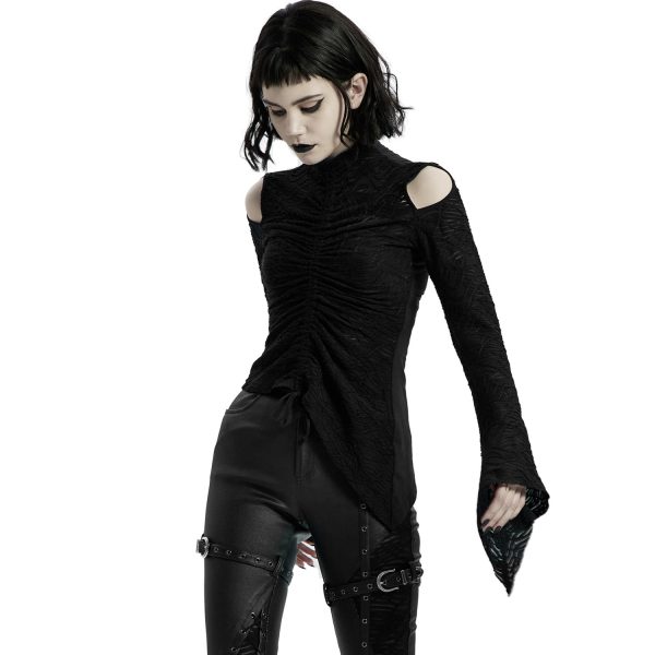 PUNK RAVE Top à Manches Longues ‘Isolde’ Noir grande qualité 9
