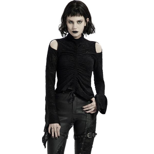 PUNK RAVE Top à Manches Longues ‘Isolde’ Noir grande qualité 10