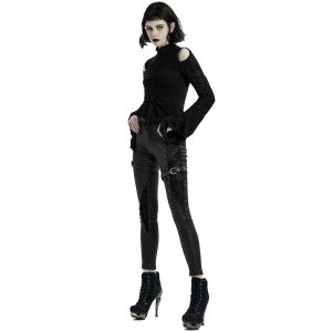 PUNK RAVE Top à Manches Longues ‘Isolde’ Noir grande qualité 40