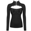 De Qualité PUNK RAVE Top à Manches Longues ‘Kitsune’ Noir 43