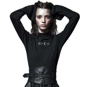 PUNK RAVE Top à Manches Longues ‘Witch’ Noir vente en ligne pas cher 12