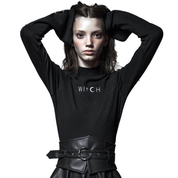 PUNK RAVE Top à Manches Longues ‘Witch’ Noir vente en ligne pas cher 3