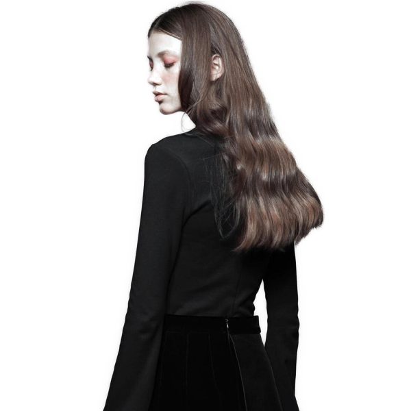 PUNK RAVE Top à Manches Longues ‘Witch’ Noir vente en ligne pas cher 4