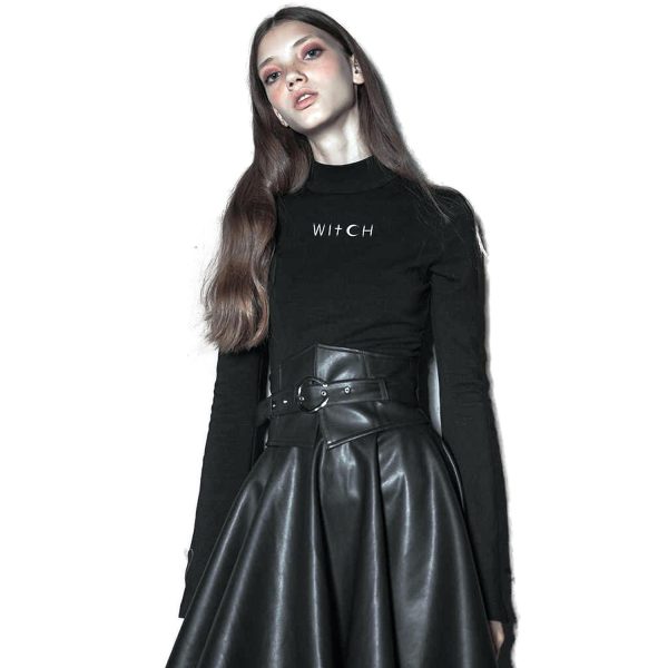 PUNK RAVE Top à Manches Longues ‘Witch’ Noir vente en ligne pas cher 5