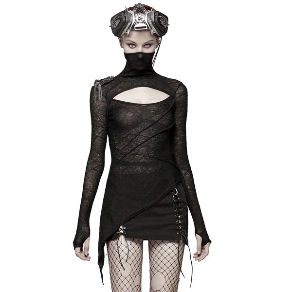 PUNK RAVE Top Asymétrique ‘Laertes’ Noir vente luxe pas cher 3
