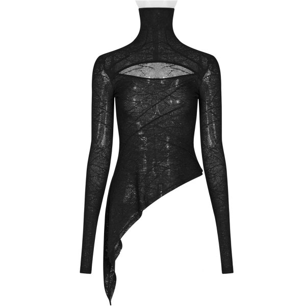 PUNK RAVE Top Asymétrique ‘Laertes’ Noir vente luxe pas cher 12