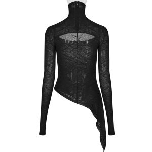 PUNK RAVE Top Asymétrique ‘Laertes’ Noir vente luxe pas cher 40