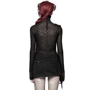 PUNK RAVE Top Asymétrique ‘Laertes’ Noir vente luxe pas cher 22