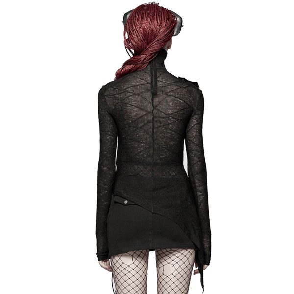 PUNK RAVE Top Asymétrique ‘Laertes’ Noir vente luxe pas cher 4