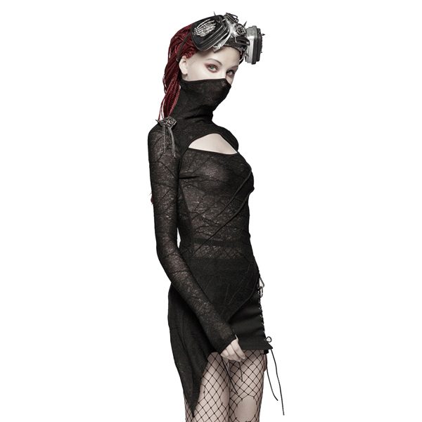 PUNK RAVE Top Asymétrique ‘Laertes’ Noir vente luxe pas cher 5